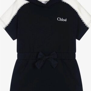 Chloé Black & Blue RomperDress with Logo and Hood
